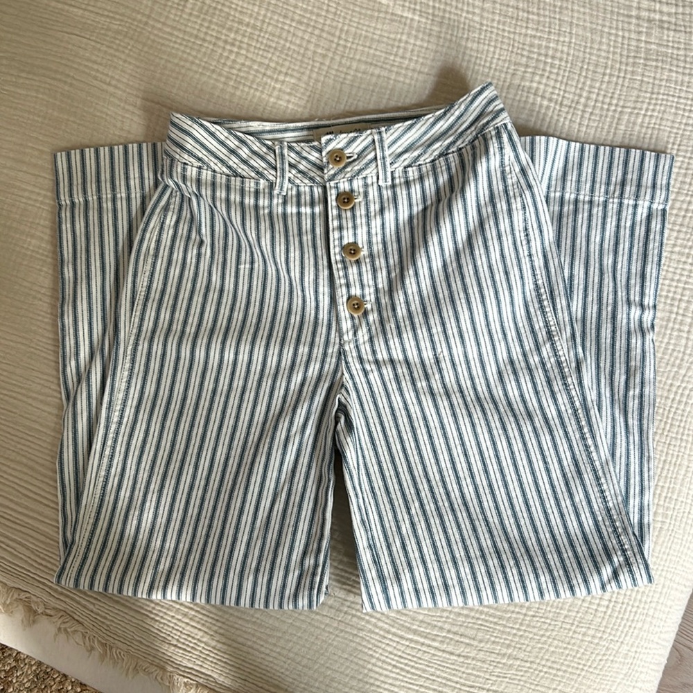 Madewell stripe flare pants wide leg